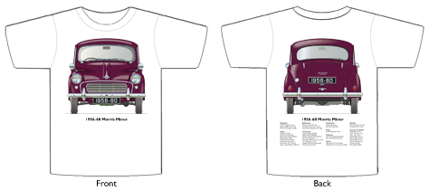 Morris Minor 2 door 1956-60 T-shirt Front & Back